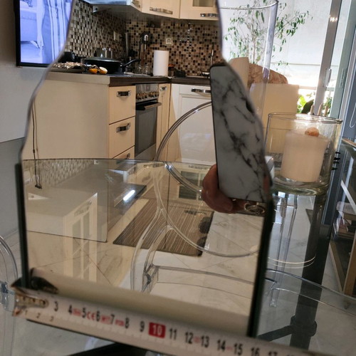 Mirror jewelry box used, wooden interior