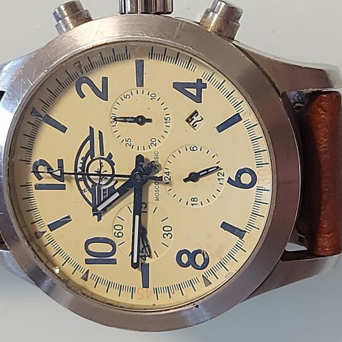 Poljot men's mechanical chronograph watch, steel, 45mm