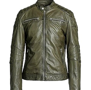 Leather Jacket military green