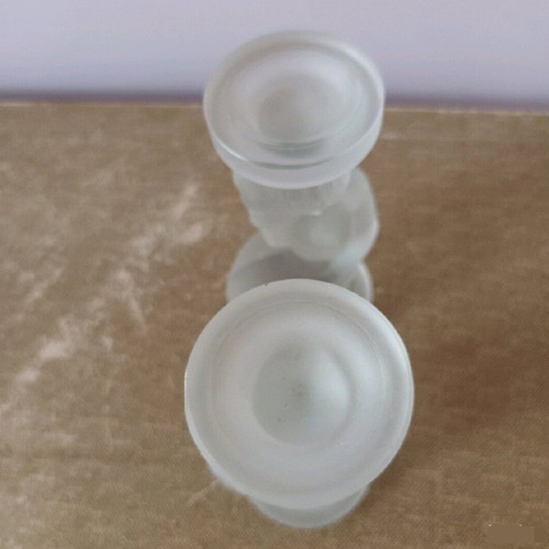 Vintage Frosted glass candlesticks like new, set of 2