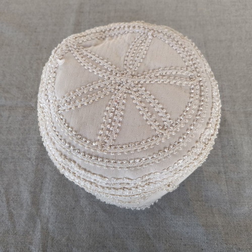 Muslim men's hat like new, white cotton with embroidery