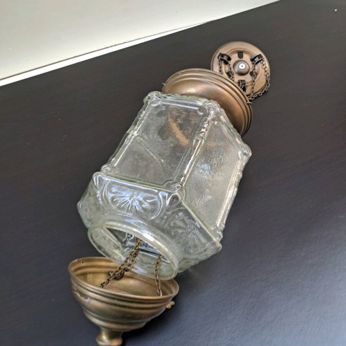 Glass Hanging Lamp Like New