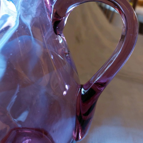 Granbury crystal pitcher used, 23×15 cm, deep pinkish color
