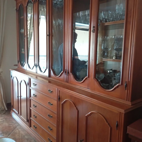 Showcase made of cherry wood like new, two parts, height 220 width 240