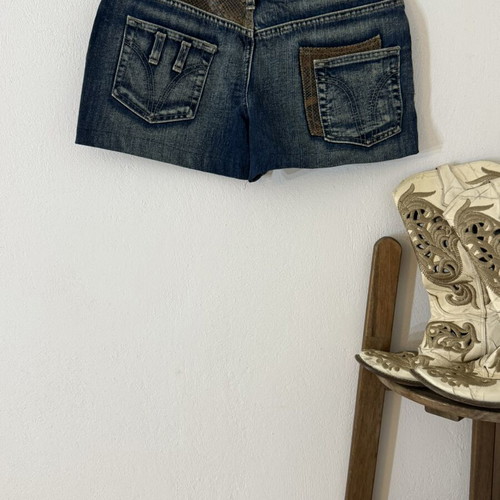Dolce & Gabbana snakeprint washed mini jean shorts XS/S like new
