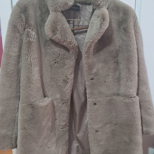 Oversized synthetic fur coat like new, light brown