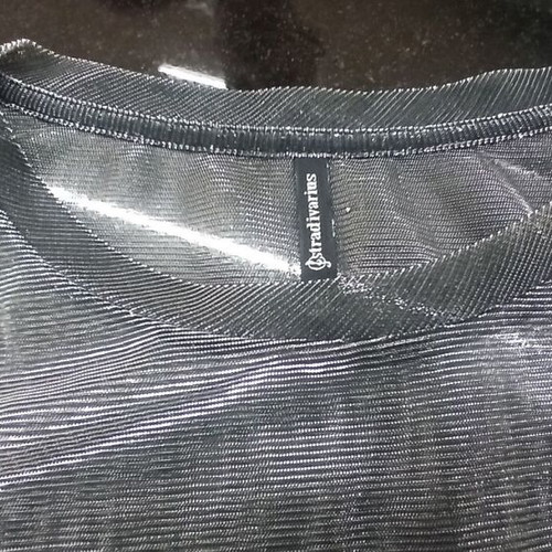 Stradivarius women's blouse silver like new with transparency size L