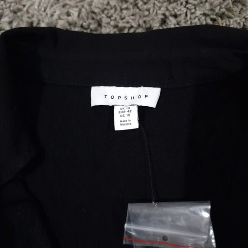 Topshop black textured blouse size L new with tag