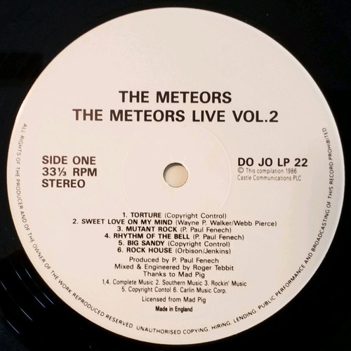 The Meteors Live II vinyl used, psychobilly punk