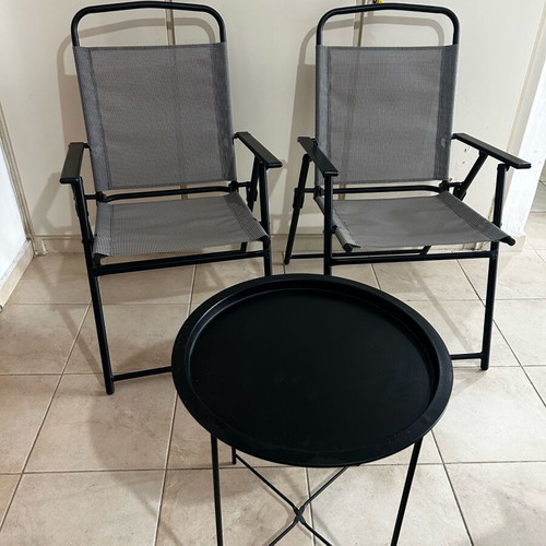 Balcony set used with 2 folding chairs and table