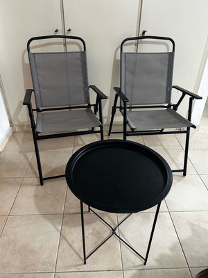 Balcony set used with 2 folding chairs and table