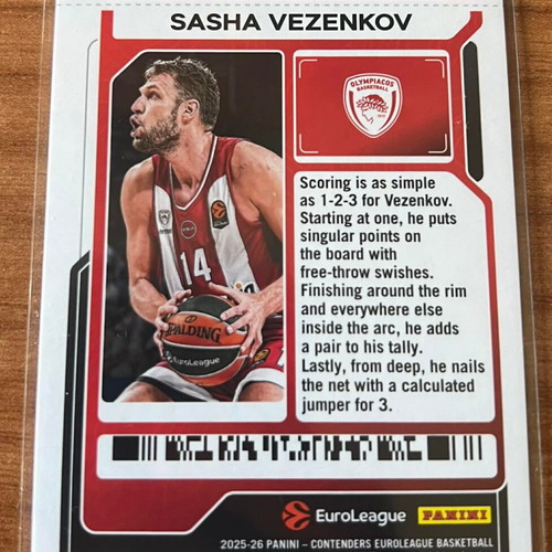 Sasha Vezenkov Play-In Ticket collectible card Euroleague 2025-26 new