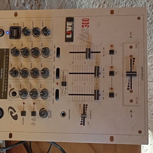 Microphone set used with woofer, mixer, Magnat speakers, DJ CD player