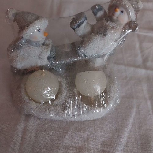 Christmas porcelain decoration with two small candles new