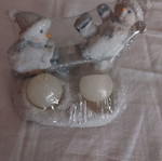 Christmas porcelain decoration with two small candles new