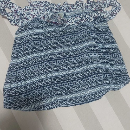 Attrattivo women's strap blouse like new, blue and white