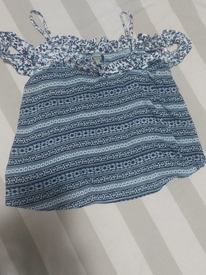 Attrattivo women's strap blouse like new, blue and white