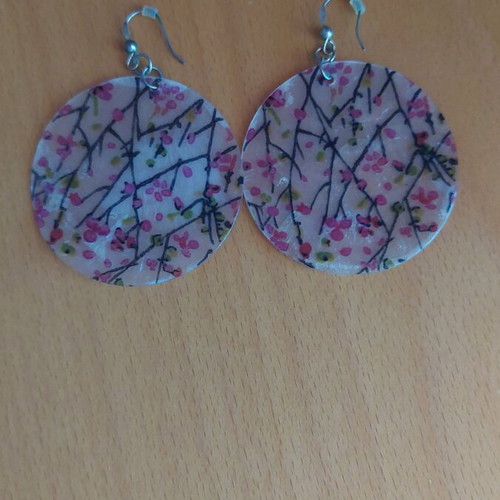 Handmade earrings new, hand-painted, black and pink