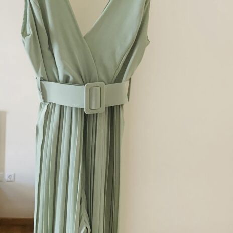 Πλισέ φόρμα jumpsuit καινούργια μέντας one size