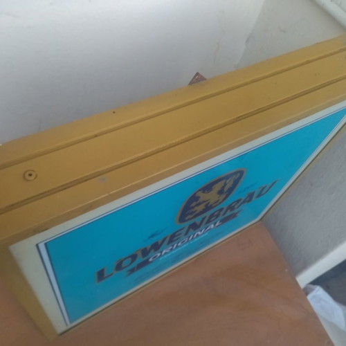 Lowenbrau illuminated vintage advertising sign from the 80s, functional