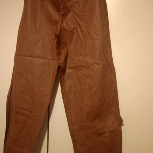 Moutaki leather pants tan like new, boyfriend fit, size S