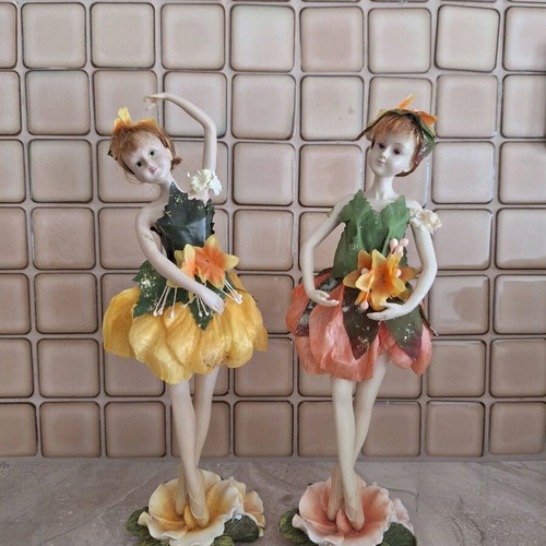 Decorative fairy ballerina set of 2, new, resin with hand-painted details