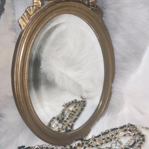 Vintage Art Nouveau antique mirror like new, oval with gold finish