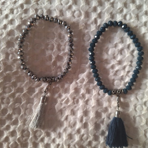 Elastic bracelets set of two with crystals by A.L.E. new