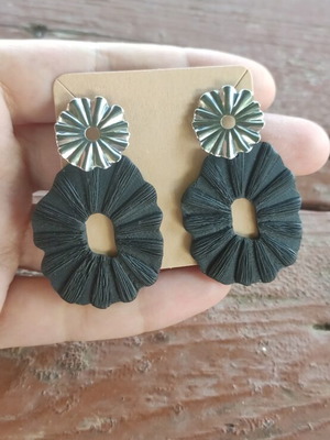 Handmade polymer clay earrings new, black and silver