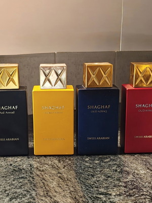 Swiss Arabian Set Oud Aswad, Oud Azraq, Vanilla Toffee & Ahmar Eau de Parfum 75ml