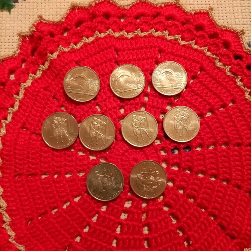 500 Drachma Coins like new, pack of 9, Greece