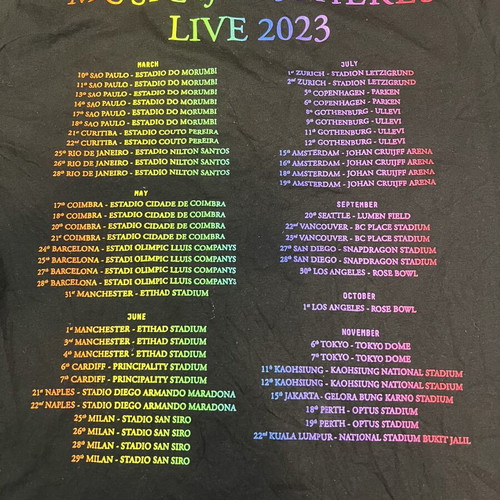 Coldplay World Tour 2023 T-shirt used, size M, black