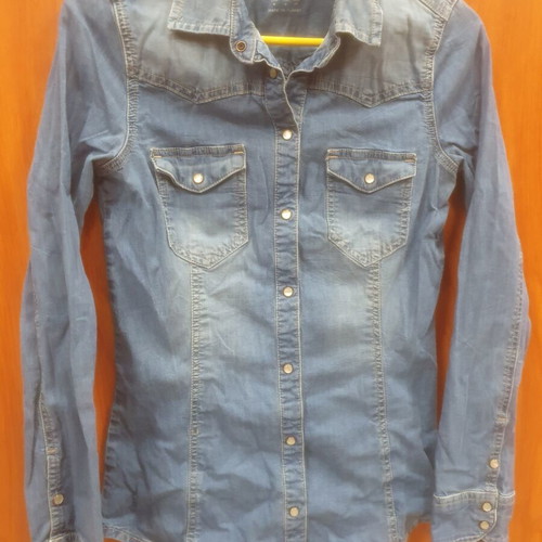 Zara denim shirt women's size S, grey blue