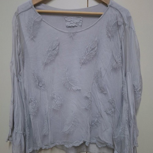 Gray transparent top with 3/4 sleeve like new, one size