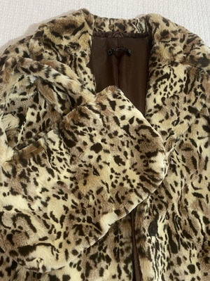 Raxevsky μακριά γούνα faux fur animal print με ασορτί τσαντάκι μεταχειρισμένη