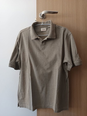 Hudson River men's polo shirt, size M, 100% cotton, grey beige