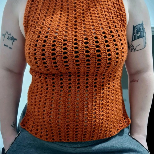 Handmade crochet peplum top new, orange