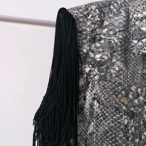 Jacket crop top with fringed sleeves, size M