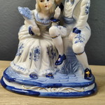 Vintage Porcelain Figurine Romantic Couple Delft Style used