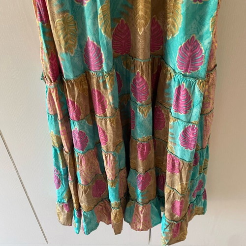Long floral wrap dress new, multicolor, 100% silk