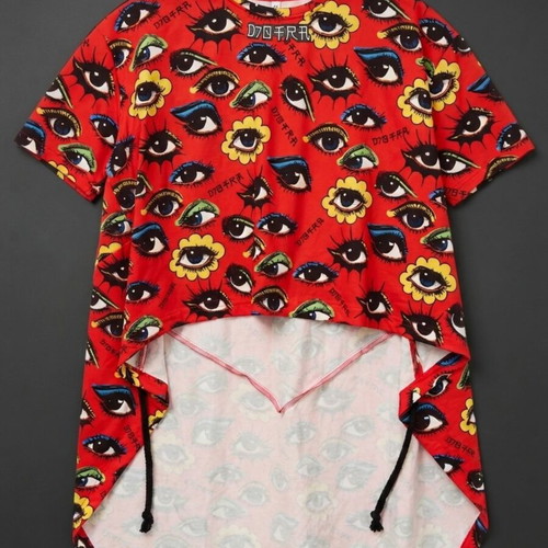 Djofra T-shirt tunic, red multicolor, one size