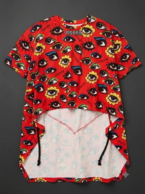 Djofra T-shirt tunic, red multicolor, one size