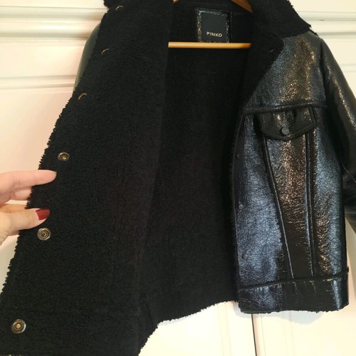 Pinko women's leather jacket black like new, Small/Medium