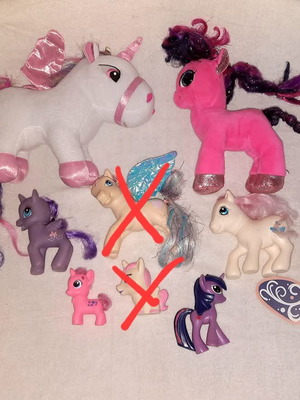 Pony and Unicorn figures like new with MLP doll and gift wand