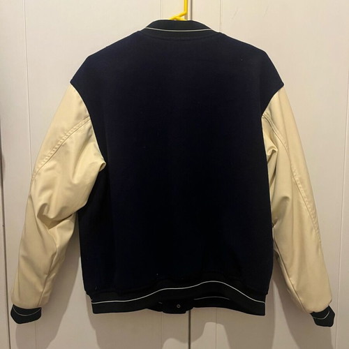 College jacket like new, dark blue with beige sleeves