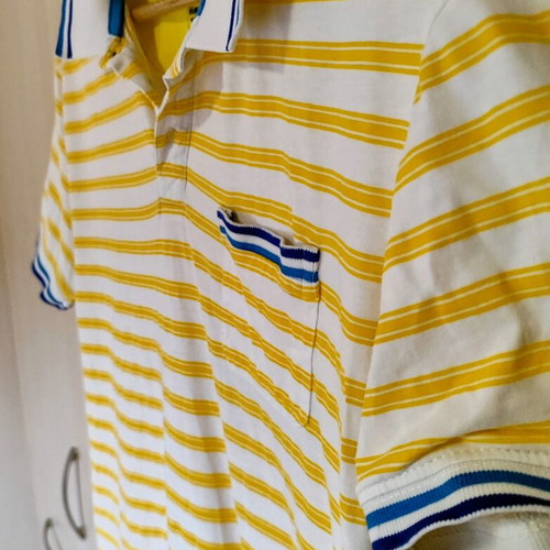 Polo Blanco Vintage striped yellow white shirt size L like new