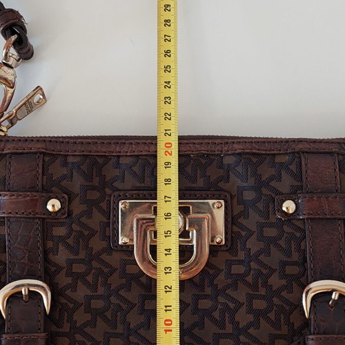 DKNY crossbody bag used, leather and fabric, medium size, brown