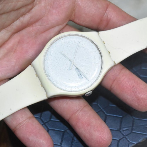 Swatch Gent Day-Date vintage white Swiss watch used