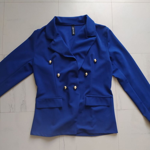 Set jacket and trousers like new from thin fabric blue