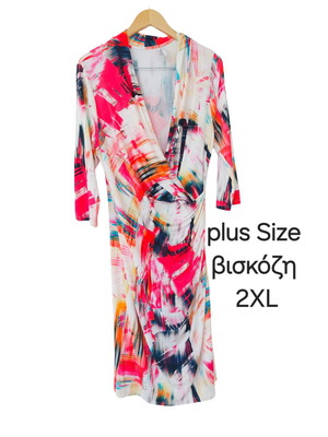 Miss Etam plus size abstract wrap dress XXL viscose like new